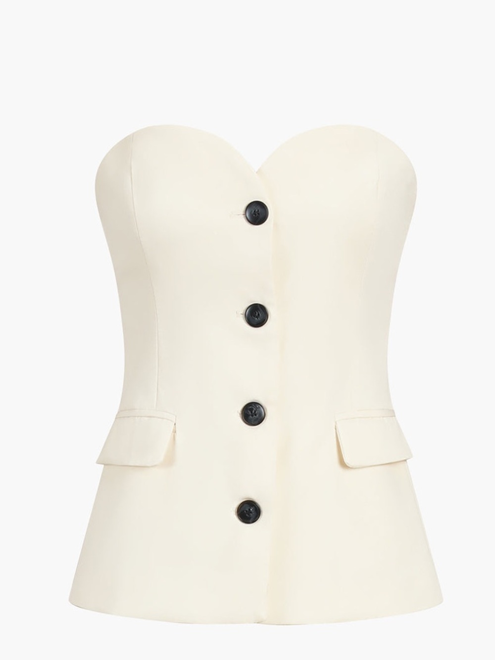 Commense Solid Tube Top Strapless Cream Chic Bustier Elegant Sweetheart Top NEW